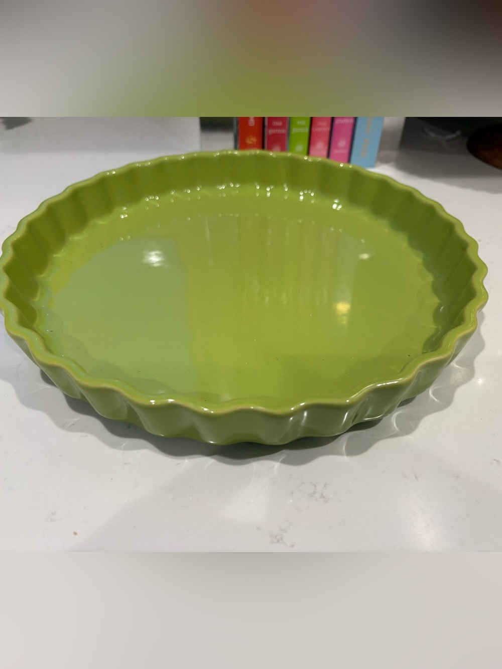 Emile Henry Ceramic Fluted Baking Dish in Lime Green - Oven-Safe Pie & Tart Pan